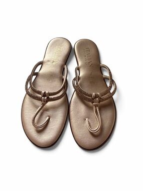 Italian Shoemakers Metallic Bronze Toe-Ring Sandals